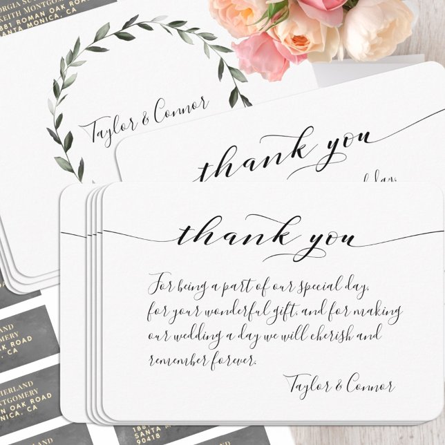 Carte de remerciements Mariage de calligraphie rus (Créateur téléchargé)