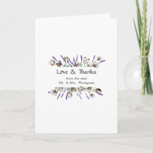 Carte De Remerciements Mariage de campagne en coton rustique lavande