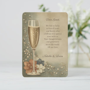 Carte De Remerciements Mariage de Champagne Floral de Couple