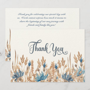 Carte De Remerciements Mariage de champs de Cornflowers bleus et blé