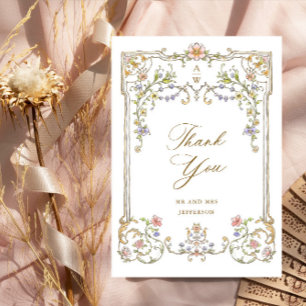 Carte De Remerciements Mariage de charpente florale de Grace Orné Victori