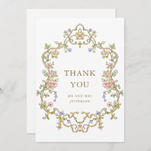 Carte De Remerciements Mariage de charpente florale de Grace Orné Victori