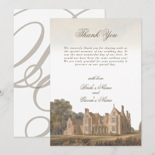 Carte De Remerciements Mariage de château de manoir anglais vintage