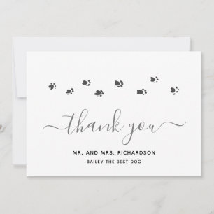 Carte De Remerciements Mariage de chien personnalisé en argent moderne