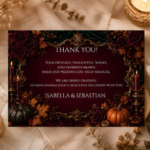 Carte De Remerciements Mariage de citrouille automnal gothique