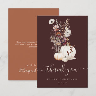 Carte De Remerciements Mariage de citrouille de fleur sauvage d'automne b