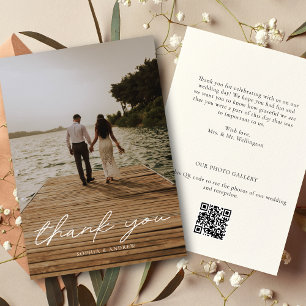 Carte De Remerciements Mariage de code QR photo de script moderne