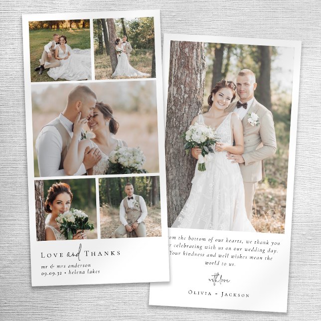 Carte De Remerciements Mariage de collage multiphoto simple et moderne (Créateur téléchargé)