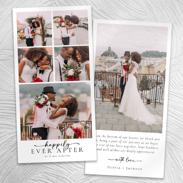 Carte De Remerciements Mariage de collage multiphoto simple et moderne (Créateur téléchargé)