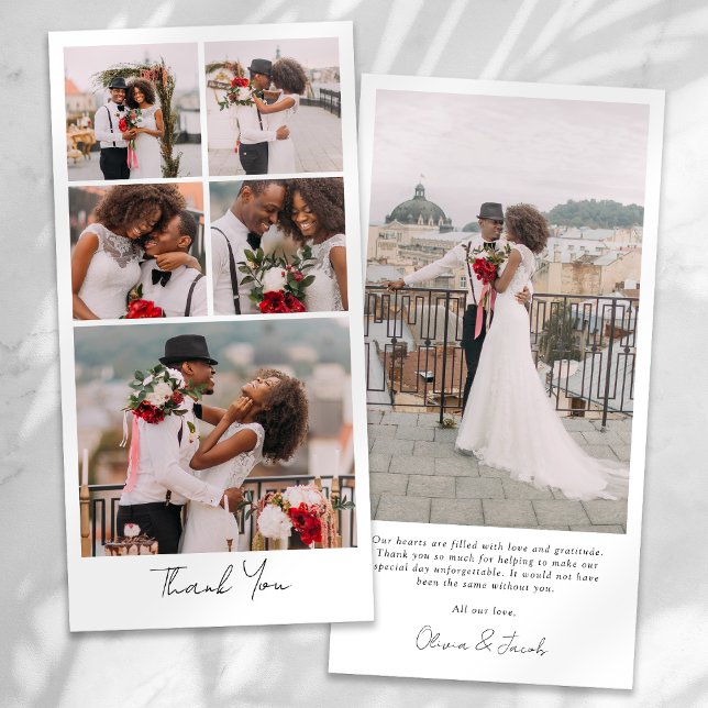 Carte De Remerciements Mariage de collage multiphoto simple et moderne (Créateur téléchargé)