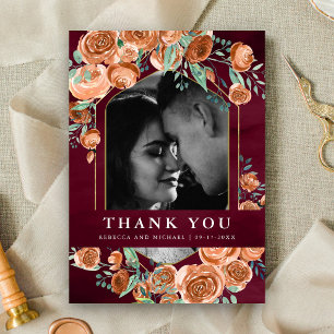 Carte De Remerciements Mariage de collage photo de fleurs en terre cuite