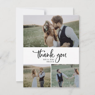 Carte De Remerciements Mariage de collage photo rustique Script 3