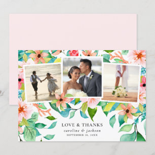 Carte de remerciements Mariage de Collage Photo Tr