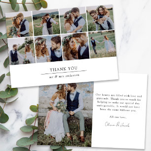 Carte De Remerciements Mariage de collection multi-photos moderne
