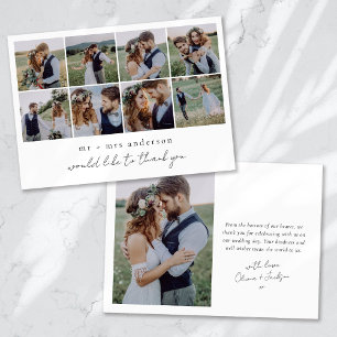 Carte De Remerciements Mariage de collection multi-photos moderne