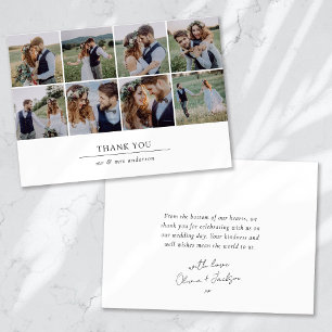 Carte De Remerciements Mariage de collection multi-photos moderne
