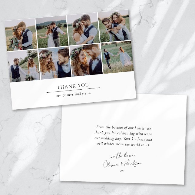 Carte De Remerciements Mariage de collection multi-photos moderne (Créateur téléchargé)