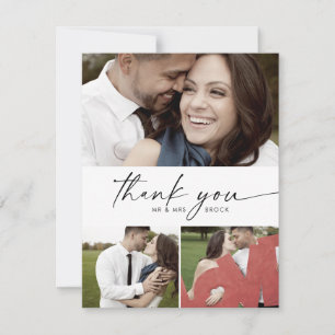 Carte De Remerciements Mariage de collection photo Modern Script 3