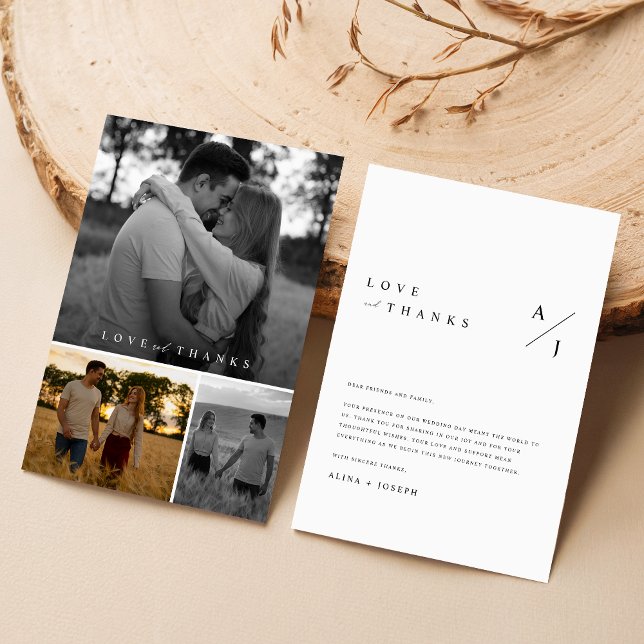Carte De Remerciements Mariage de collection photo moderne et élégant (Créateur téléchargé)
