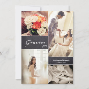 Carte De Remerciements Mariage de collection photo script espagnol modern