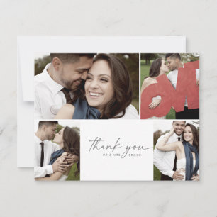 Carte De Remerciements Mariage de collection photo Silver Script 4