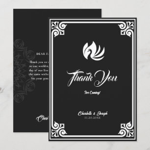 Carte De Remerciements Mariage de cygne blanc Art déco moderne