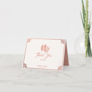 Carte De Remerciements Mariage de cygne rose Art Déco moderne plié