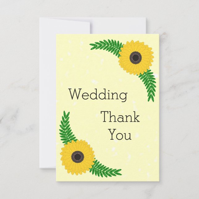 Carte De Remerciements Mariage de design de tournesol de couleur jaune (Devant)