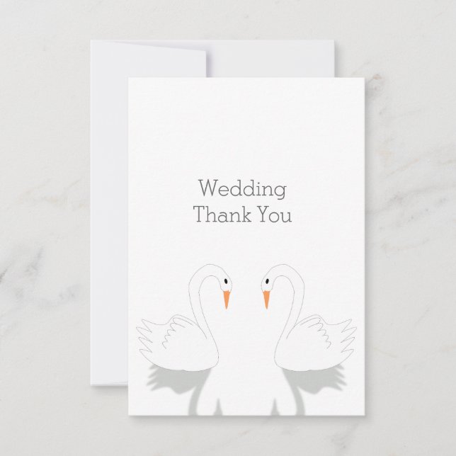 Carte De Remerciements Mariage de design Swans (Devant)