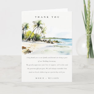 Carte De Remerciements Mariage de destination aquarelle côtière tropicale
