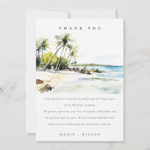 Carte De Remerciements Mariage de destination aquarelle côtière tropicale