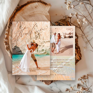 Carte De Remerciements Mariage de Destination de Plage Photo Boho Chic
