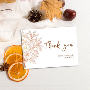 Carte De Remerciements Mariage de feuillage d'automne moderne à la main