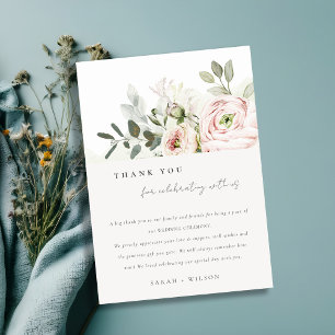 Carte De Remerciements Mariage de feuillage Eucalyptus Pink