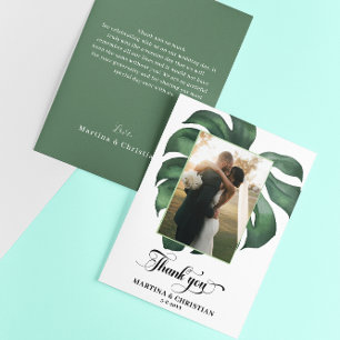 Carte De Remerciements Mariage de feuille tropicale Monstera
