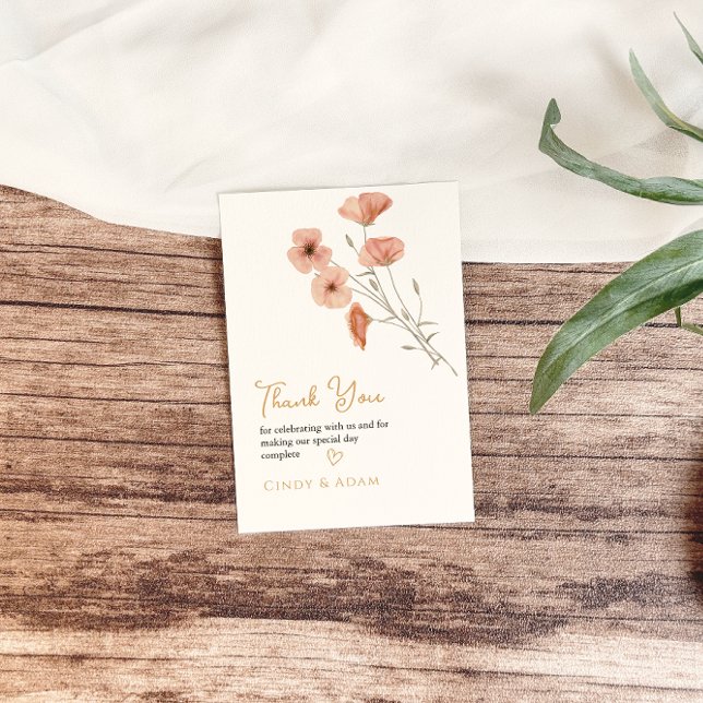 Carte De Remerciements Mariage de Fleur sauvage Russe Blush Rose (Créateur téléchargé)