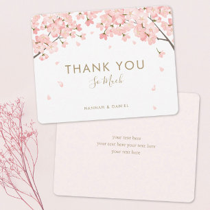 Carte De Remerciements Mariage de fleurs de cerisier rose Sakura japonais