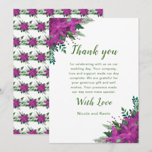 Carte De Remerciements Mariage de fleurs de pomme pourpre de Noël