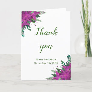 Carte De Remerciements Mariage de fleurs de pomme pourpre de Noël