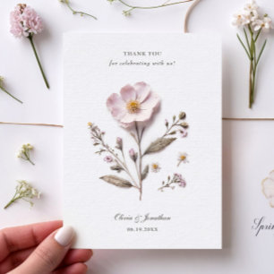 Carte de remerciements Mariage de fleurs pressées