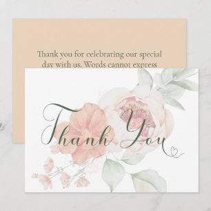 Carte De Remerciements Mariage de fleurs vert bracelet & sage