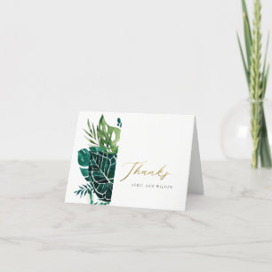 CARTE DE REMERCIEMENTS MARIAGE DE FOLIAGE VERT MONSTERA TROPICAL MODERNE