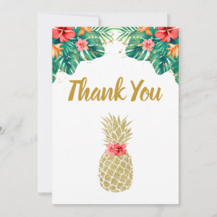 Carte De Remerciements Mariage de Glitter Rose Fleurs de Pineapple Doré