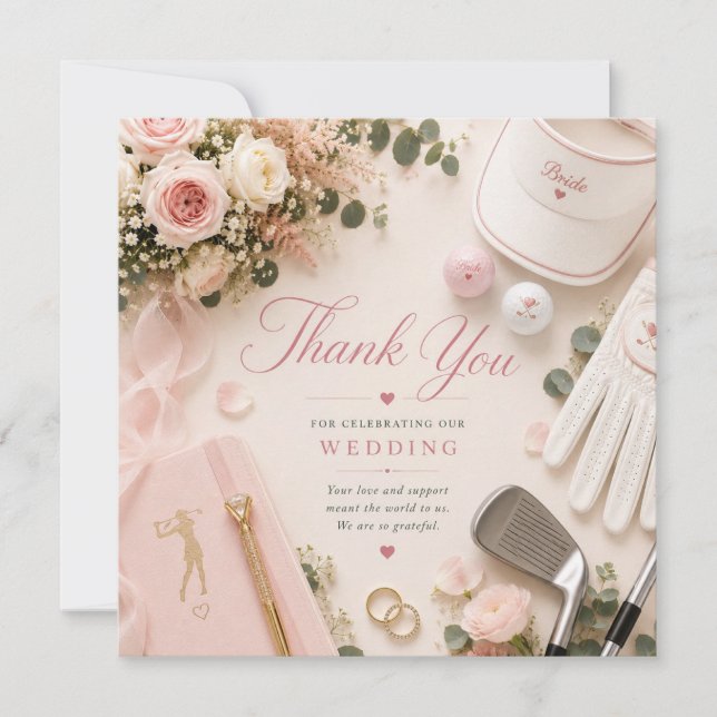 Carte De Remerciements Mariage de golf  (Devant)