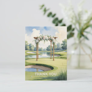 Carte De Remerciements Mariage de golf avec Texte sur le terrain de golf
