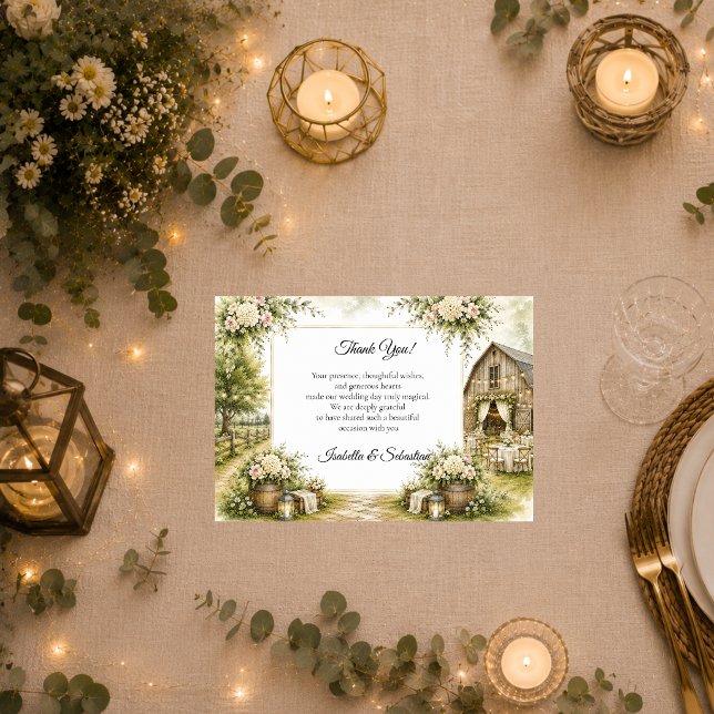 Carte De Remerciements Mariage de grange rustique (Créateur téléchargé)