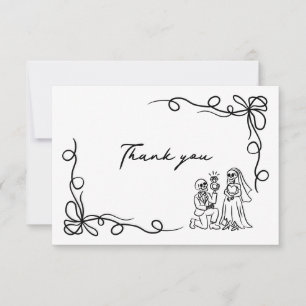 Carte De Remerciements Mariage de Halloween Dessiné à la Main et Fantaisi