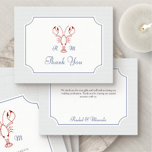 Carte de remerciements Mariage de homard nautique