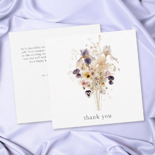 Carte De Remerciements Mariage de jardin à l'aquarelle Iris Violet Élégan