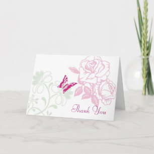 Carte De Remerciements Mariage de jardin avec des roses illustrées et des